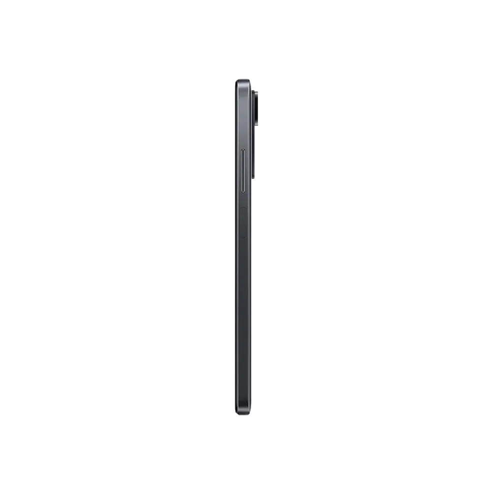Xiaomi Redmi Note 11S siyah akıllı telefonun yan görünümü, ince gövde ve yan tuş detayları