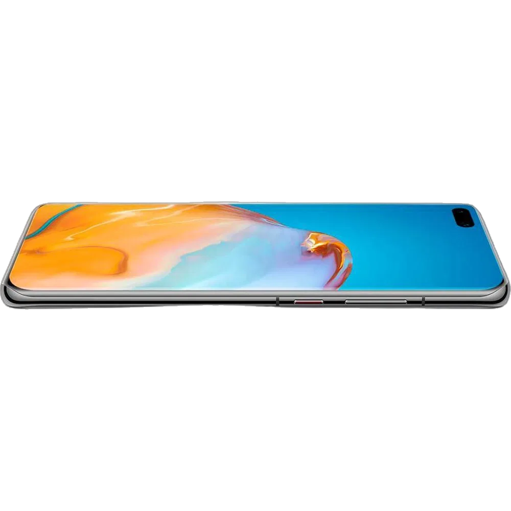 Huawei P40 Pro siyah akıllı telefon, renkli ekranı ve ince yan profiliyle yatay konumda gösteriliyor