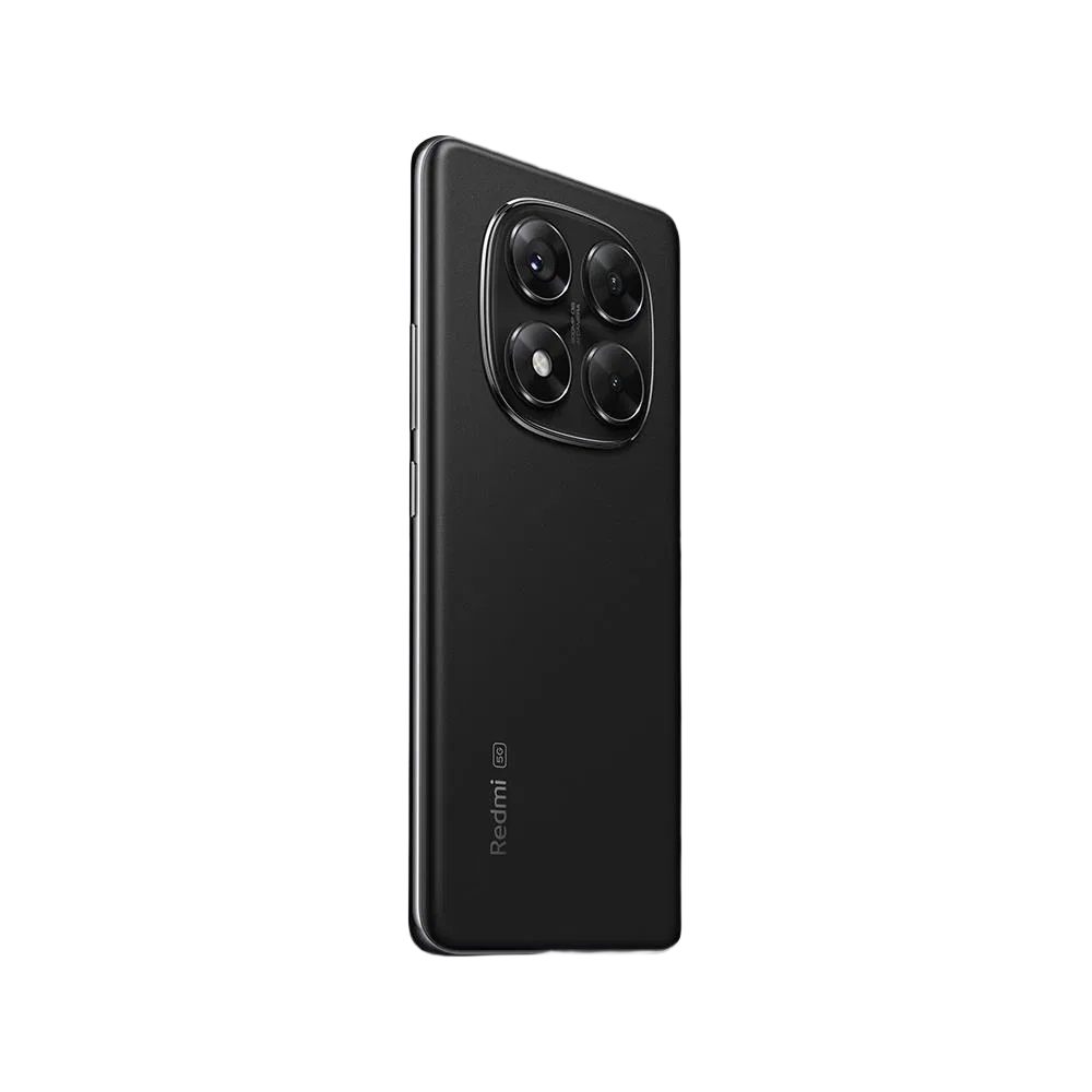 Xiaomi Redmi Note 14 Pro 5G siyah akıllı telefon, arka yüz ve dörtlü kamera modülü yakın plan görünüm