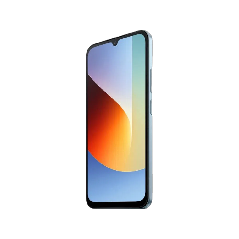 Siyah Xiaomi Redmi A7 Pro telefonun renkli ekranı ve ince yan çerçevesi önden açılı şekilde görülüyor
