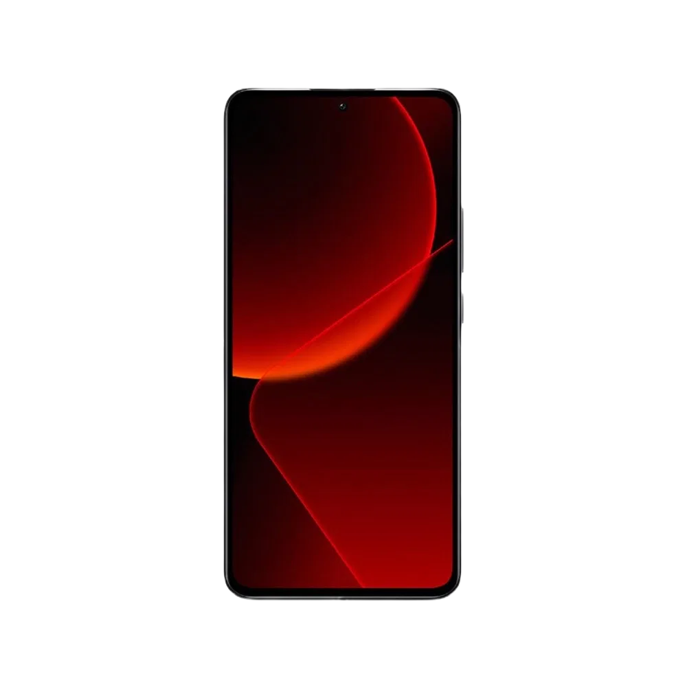 Xiaomi 13T siyah akıllı telefon, tam ekran ön yüz ve ortada kamera deliğiyle önden görünüm