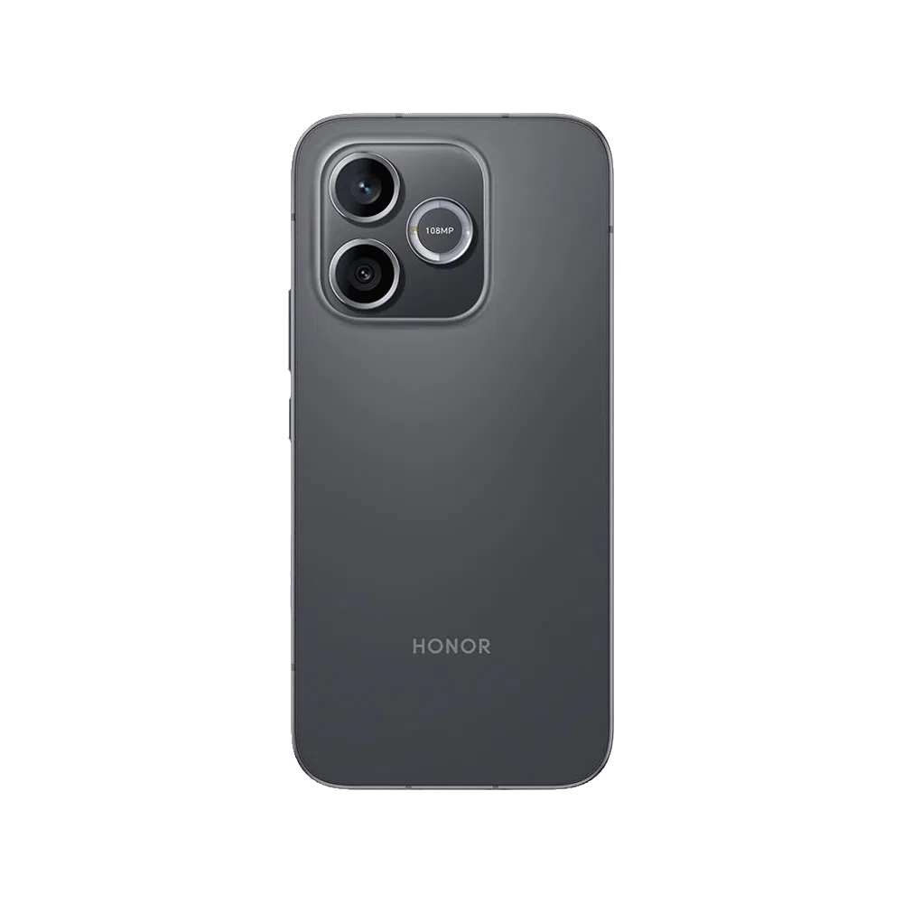 Siyah Honor 600 Lite akıllı telefonun arka yüzeyi, çift kamera modülü ve şık mat tasarımı