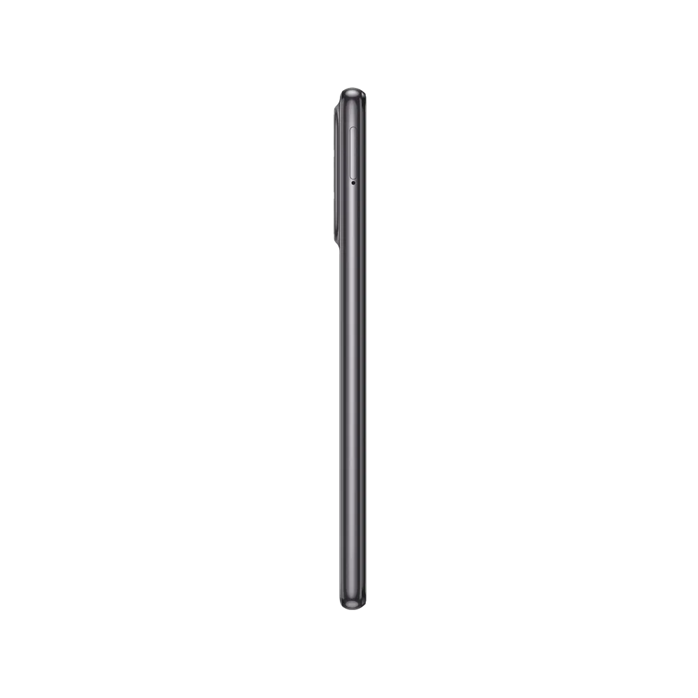 Samsung Galaxy A23 siyah akıllı telefonun yan profili, ince gövde ve tuş detaylarıyla görünüyor