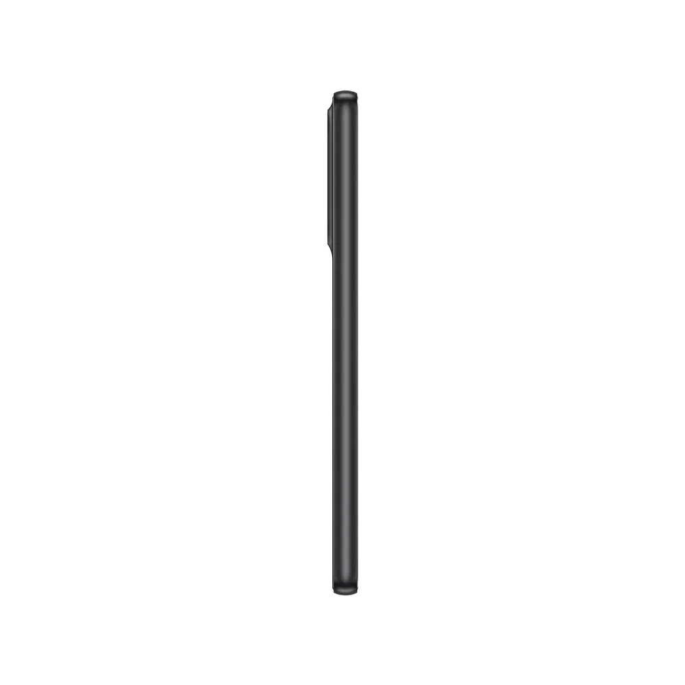 Samsung Galaxy A33 siyah akıllı telefonun yandan görünümü, ince gövde ve tuş detaylarıyla
