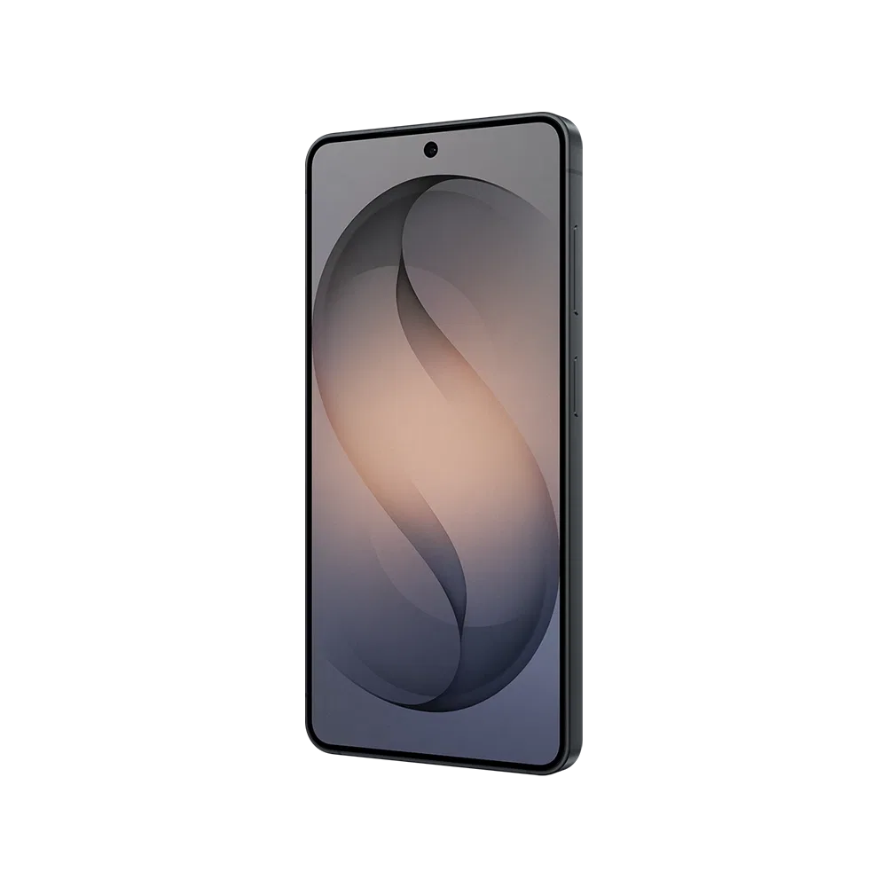 Samsung Galaxy S26 siyah akıllı telefon, ince çerçeveli ekran ve ön kamera deliğiyle önden görünüm