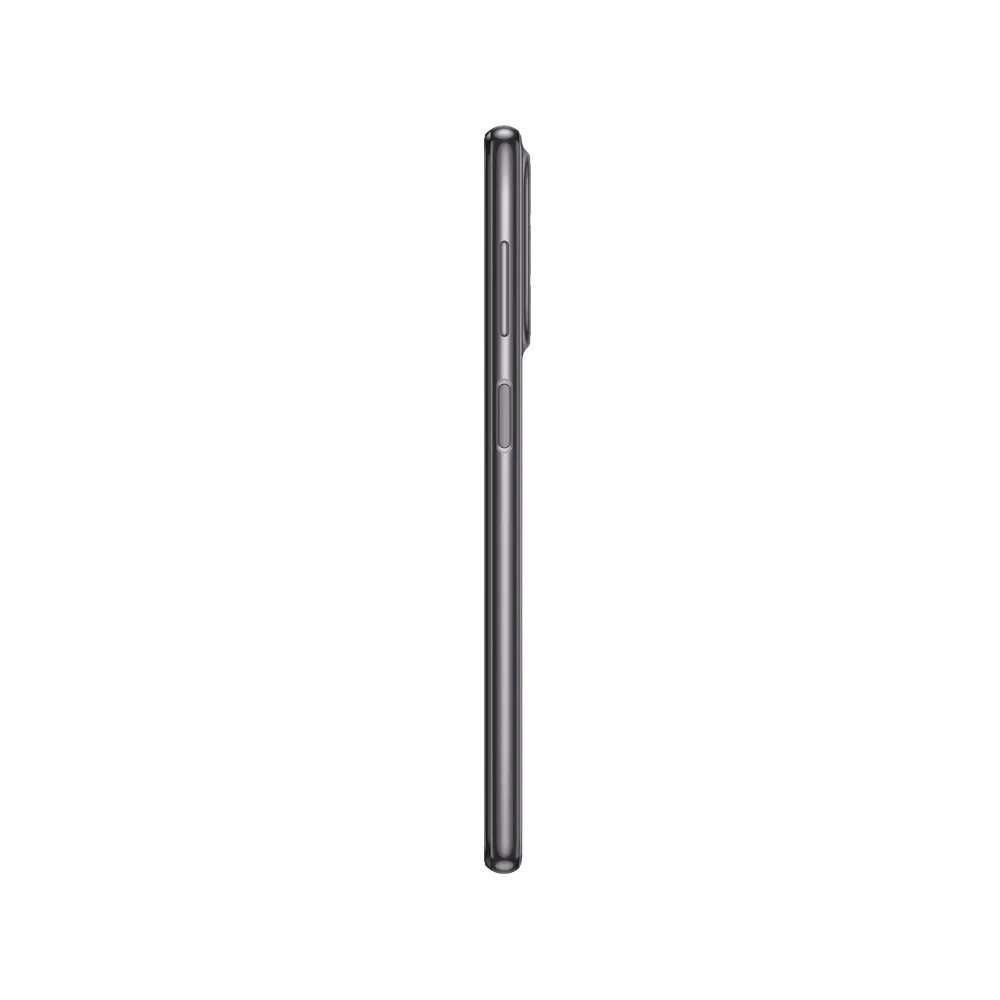 Siyah Samsung Galaxy A23 akıllı telefonun yandan görünümü, ince çerçeve ve yan tuş detayları