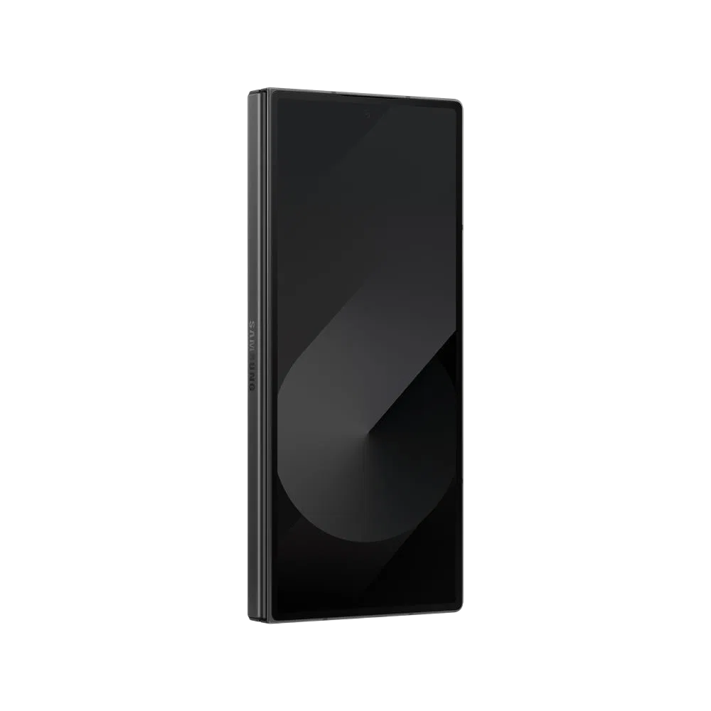 Samsung Galaxy Z Fold6 siyah katlanabilir akıllı telefon, kapalı konumda ön ekran görünümü