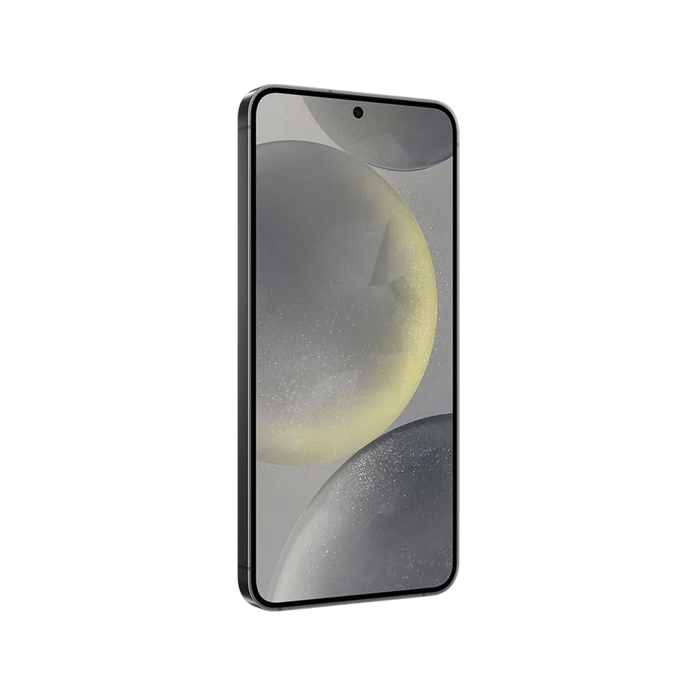 Samsung Galaxy S24 Plus siyah akıllı telefon, ince çerçeveli ekran ve ön kamera deliğiyle önden görünüm