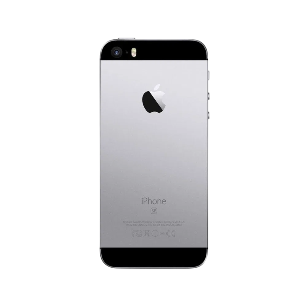 Apple iPhone SE siyah akıllı telefonun arka yüzü, tek kamera ve Apple logosu detaylı görünüm