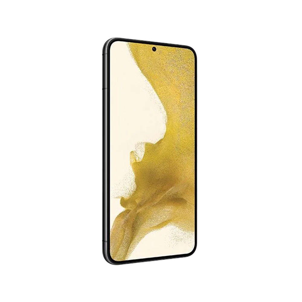 Samsung Galaxy S22 Plus siyah akıllı telefon, önden görünüm, ince çerçeveli ekran ve kamera deliği
