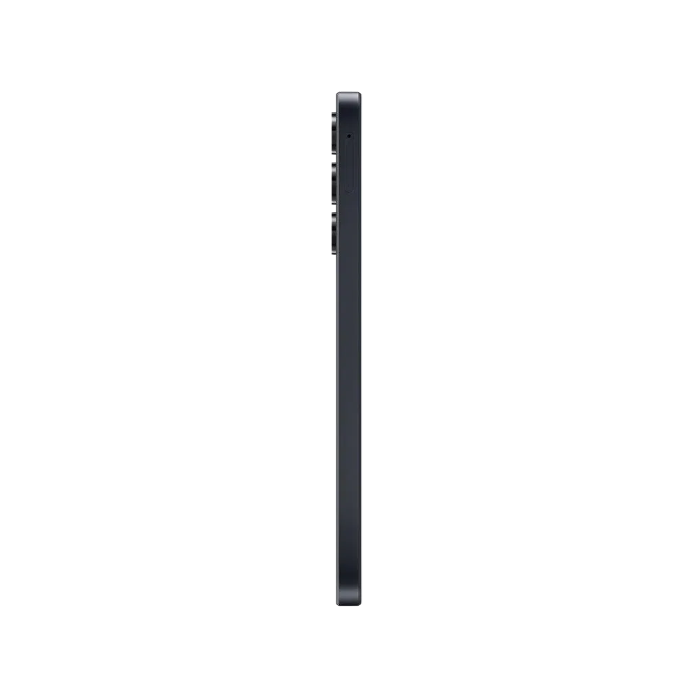 Samsung Galaxy A16 siyah akıllı telefonun yan profili, ince gövde ve kamera çıkıntısı detaylarıyla