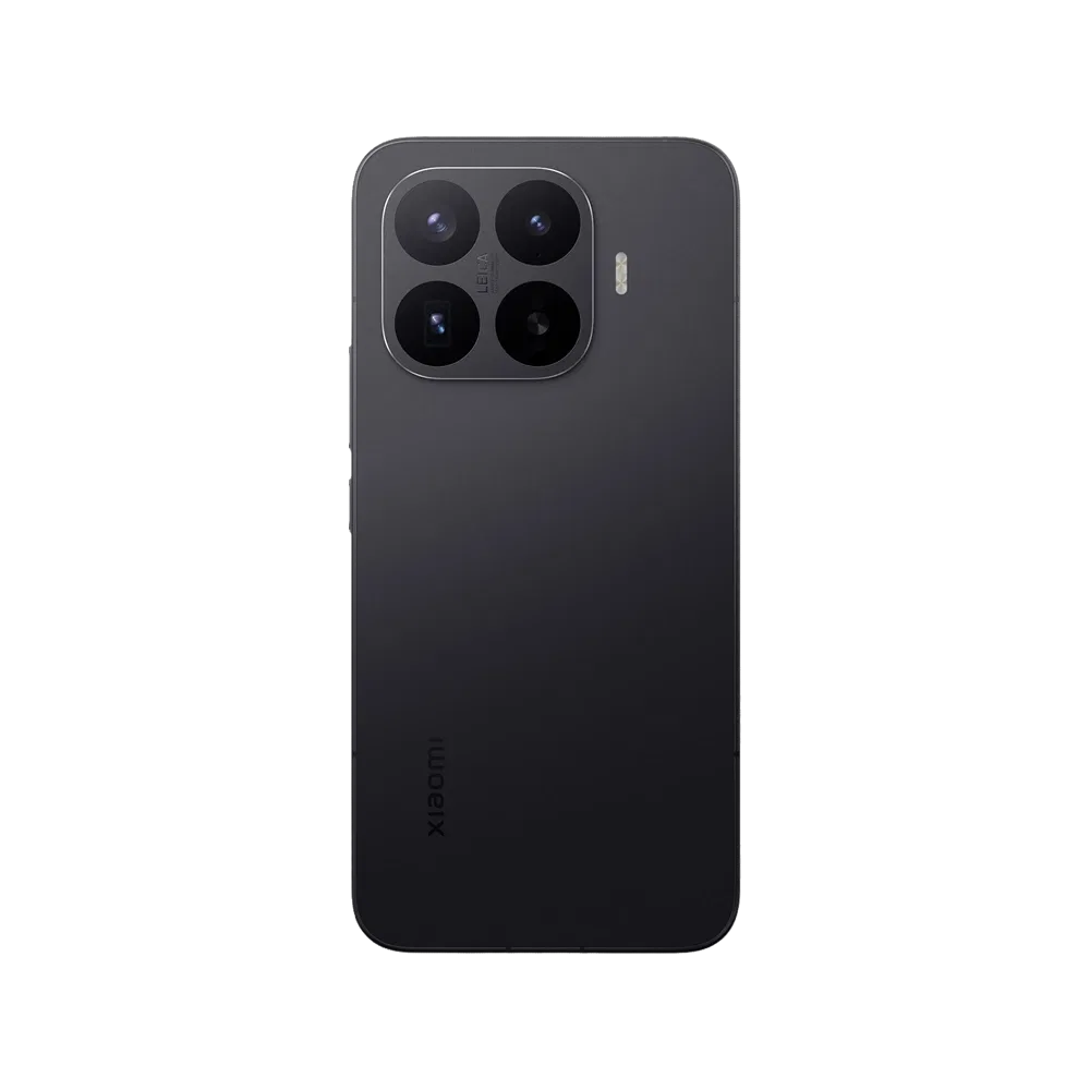 Siyah Xiaomi 17T Pro akıllı telefonun arka yüzü, büyük kare kamera modülü ve flaş detayıyla önden görünüm
