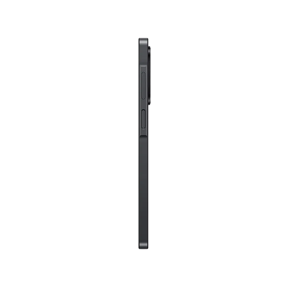 Samsung Galaxy A17 siyah akıllı telefonun yandan görünümü, ince gövde ve yan tuş detayları