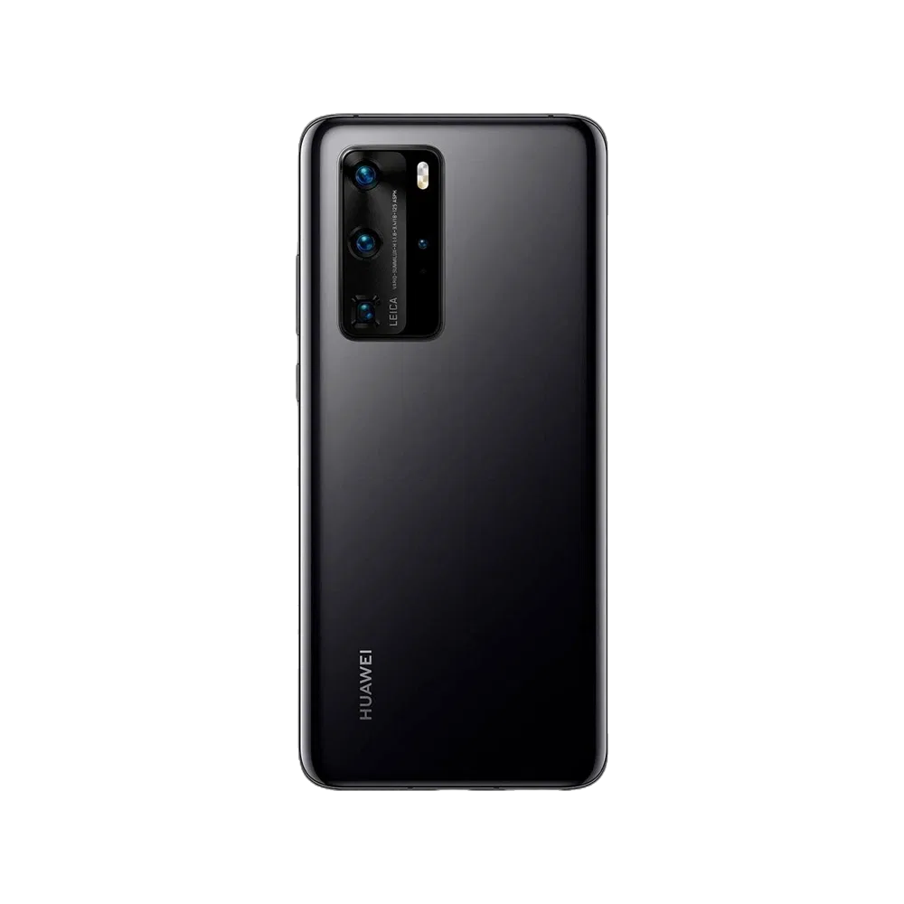 Huawei P40 Pro siyah akıllı telefonun arka yüzü ve çoklu kamera sistemi görünümü