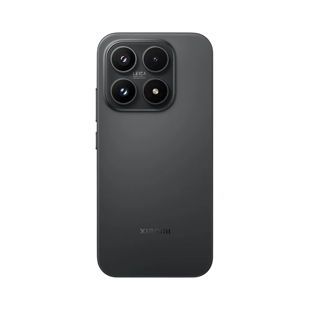 Siyah Xiaomi 17 akıllı telefonun arka yüzü, kare kamera adası ve dört lensli kamera kurulumu görünüyor