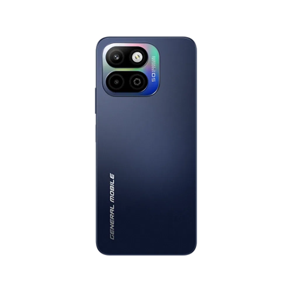 General Mobile GM 26 One 5G lacivert telefonun arka yüzü ve çoklu kamera modülü görünümü