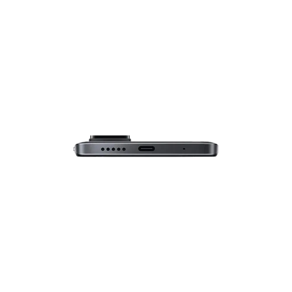 Xiaomi Redmi Note 11S siyah akıllı telefonun alt kenar görünümü, USB-C girişi ve hoparlör ızgarası