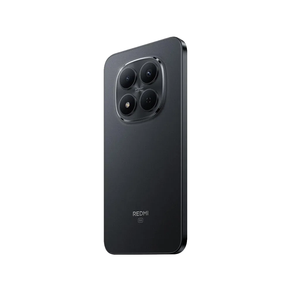 Xiaomi Redmi Note 15 Pro 5G siyah akıllı telefon, arka yüz ve dört lensli kamera modülü görünümü