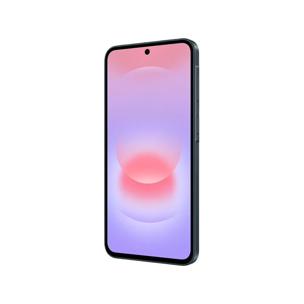 Samsung Galaxy A37 5G gri akıllı telefon, ince çerçeveli ekranı ve önden görünümüyle