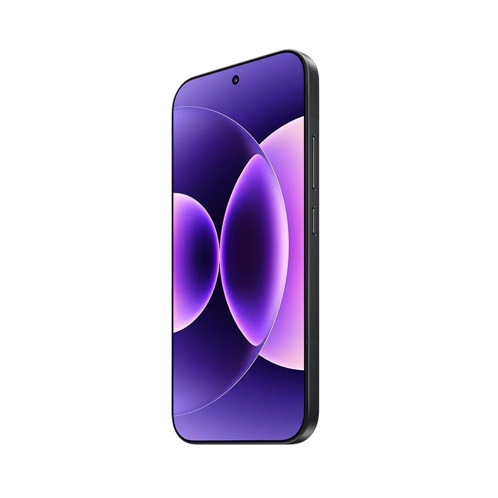 Xiaomi 17 siyah akıllı telefon, ince çerçeveli ekran ve yan tuş detaylı önden açılı görünüm