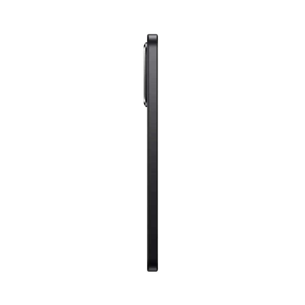 Siyah Xiaomi 15T akıllı telefonun yan profilden görünümü, ince çerçeve ve belirgin kamera çıkıntısı