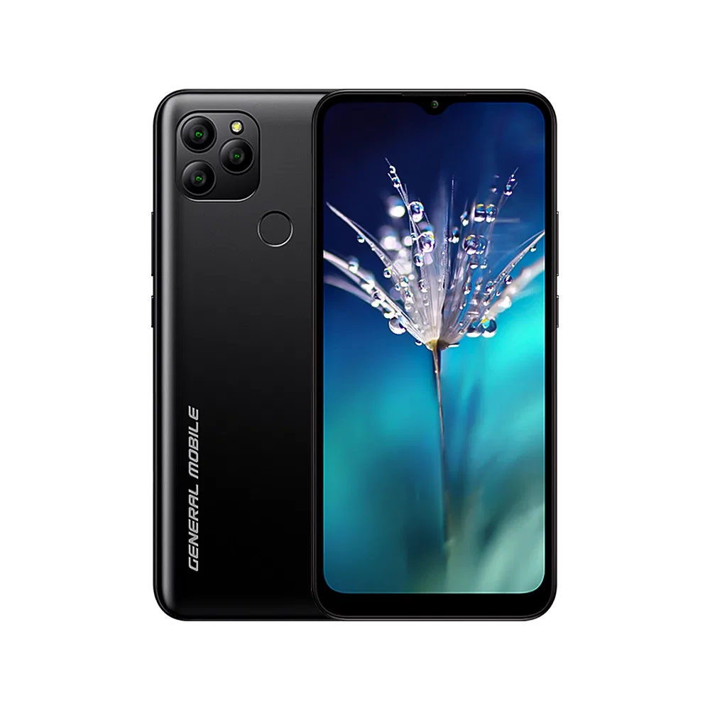 General Mobile GM 21 siyah akıllı telefon, ön ekran ve arka yüzüyle çoklu kamera tasarımıyla görünüm