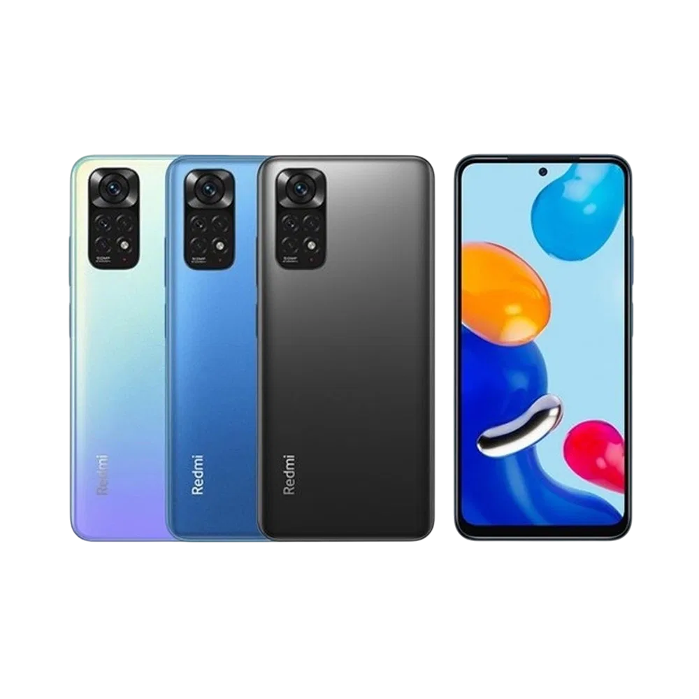 Xiaomi Redmi Note 11 Buz Mavisi akıllı telefon, arka çoklu kamera modülü ve önden tam ekran tasarım