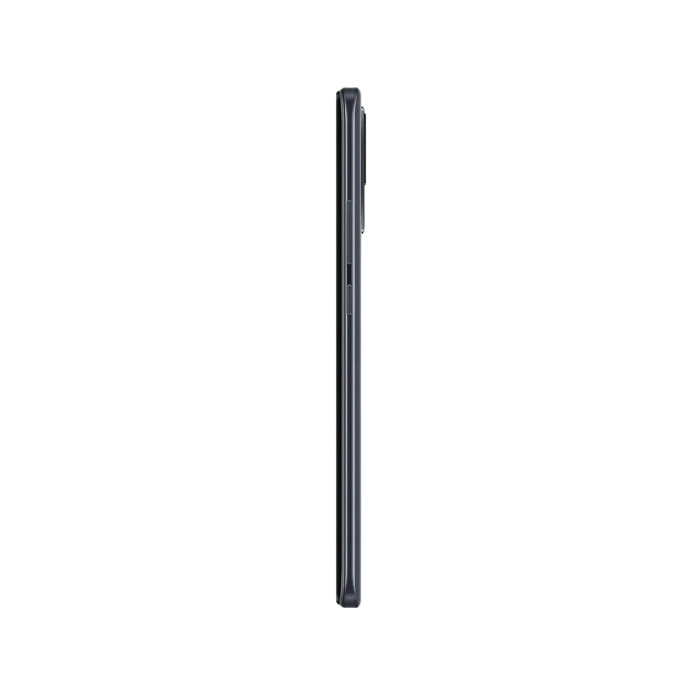 Xiaomi Redmi 10C siyah akıllı telefonun yan profilden görünümü, ince gövde ve yan tuş detayları