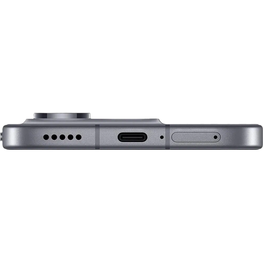 Siyah Honor 600 Lite akıllı telefonun alt kenar görünümü, USB-C giriş, hoparlör ve SIM yuvası detayı