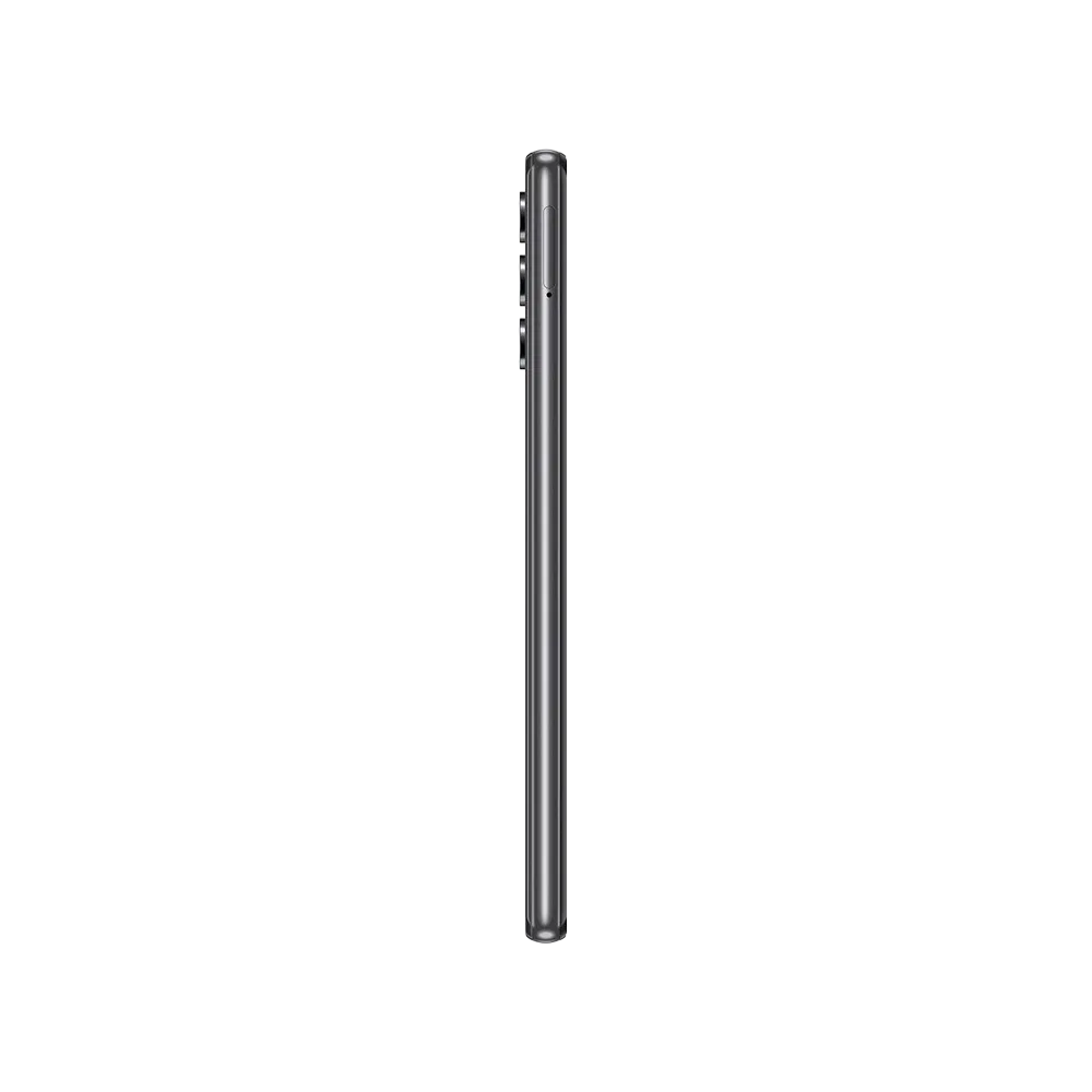 Siyah Samsung Galaxy A32 akıllı telefonun yandan görünümü, ince gövde ve yan tuş detayları