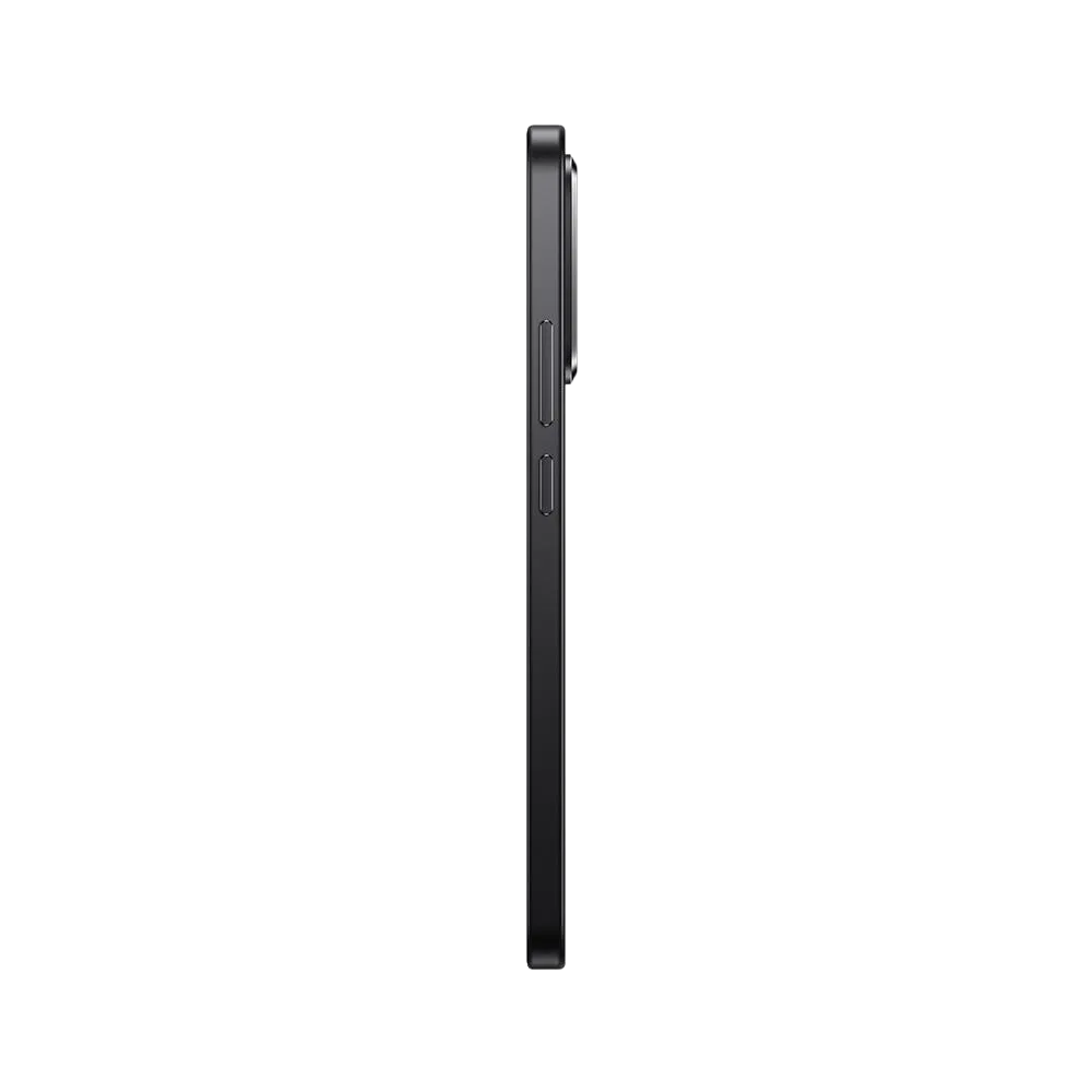 Siyah Xiaomi 15T akıllı telefonun yan görünümü, ince metal çerçeve ve yanda ses-güç tuşları