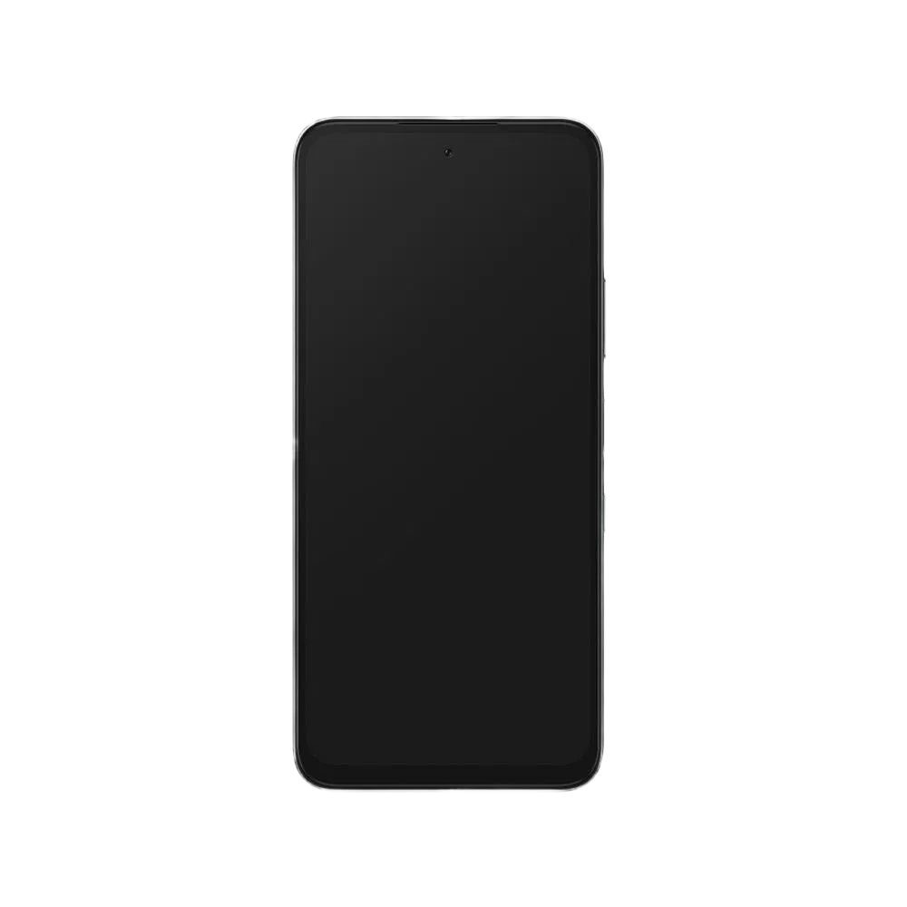 Infinix Hot 60i siyah akıllı telefon, önden görünüm; geniş ekran ve ortada ön kamera deliği tasarımı