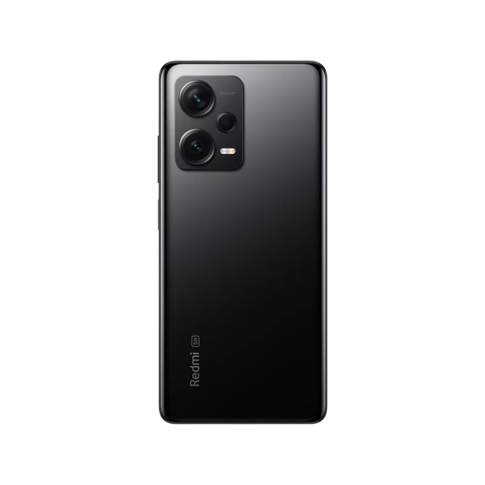 Xiaomi Redmi Note 12 Pro Plus siyah akıllı telefonun arka yüzü, üçlü kamera modülüyle birlikte görünüyor