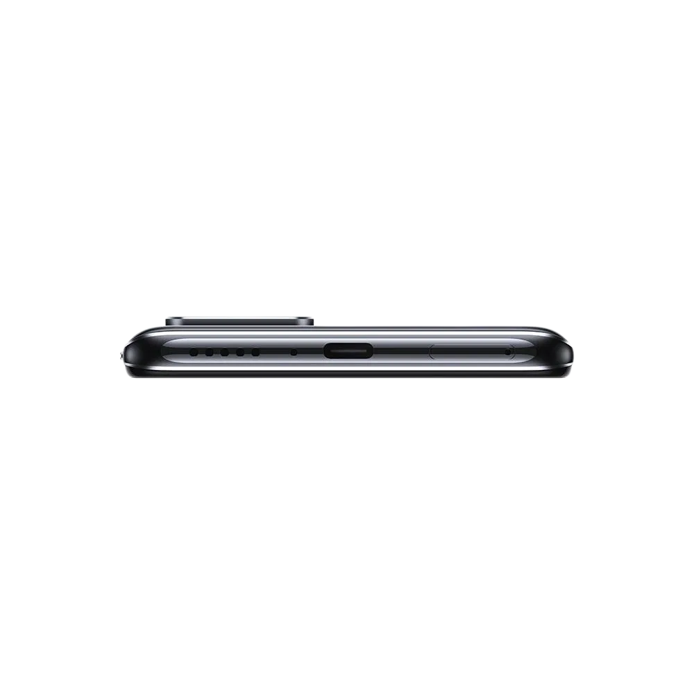 Xiaomi 12T siyah akıllı telefonun alt kenar görünümü, USB-C şarj girişi ve hoparlör ızgarası