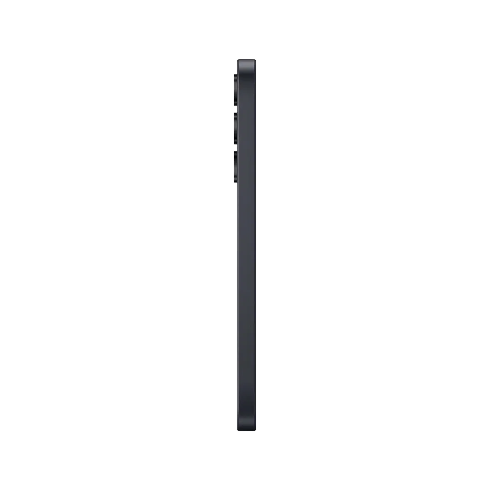 Siyah Samsung Galaxy A35 akıllı telefonun yandan görünümü, ince gövde ve arka kamera çıkıntısı detaylı