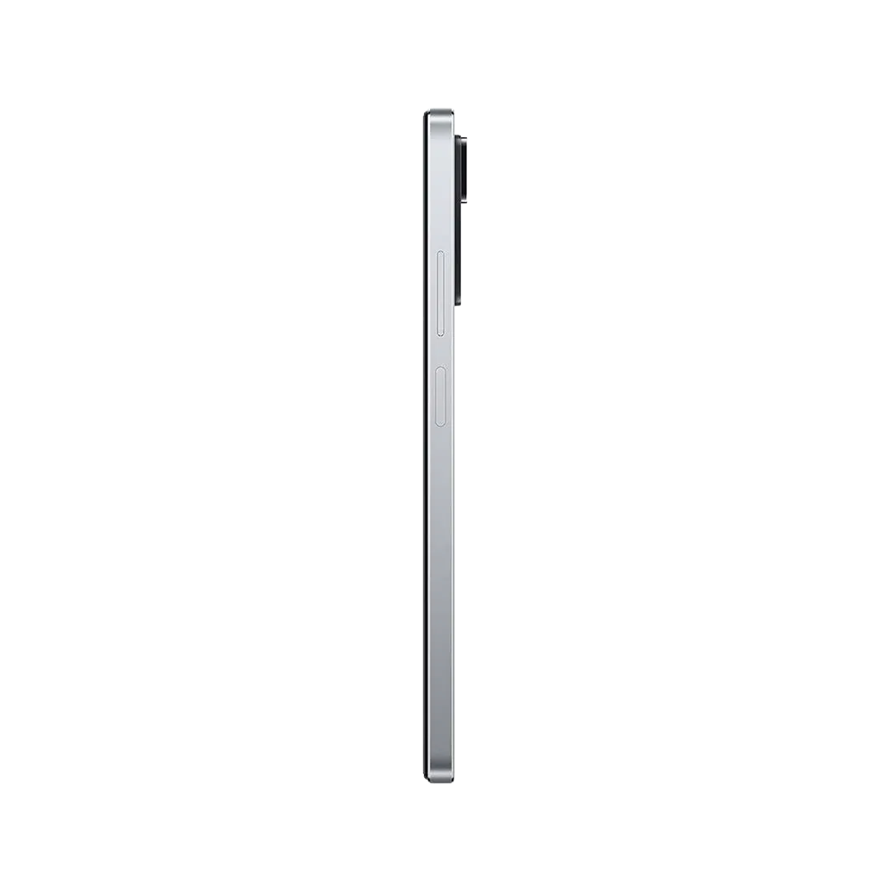 Xiaomi Redmi Note 11 Pro 5G beyaz akıllı telefonun yandan görünümü, ince gövde ve kamera çıkıntısı