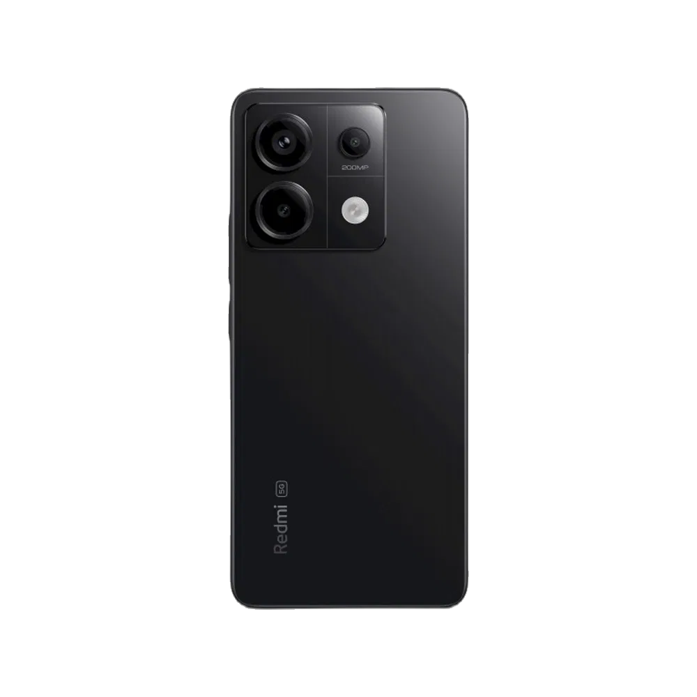 Xiaomi Redmi Note 13 Pro 5G siyah telefonun arka yüzü ve üçlü kamera tasarımı görünür.