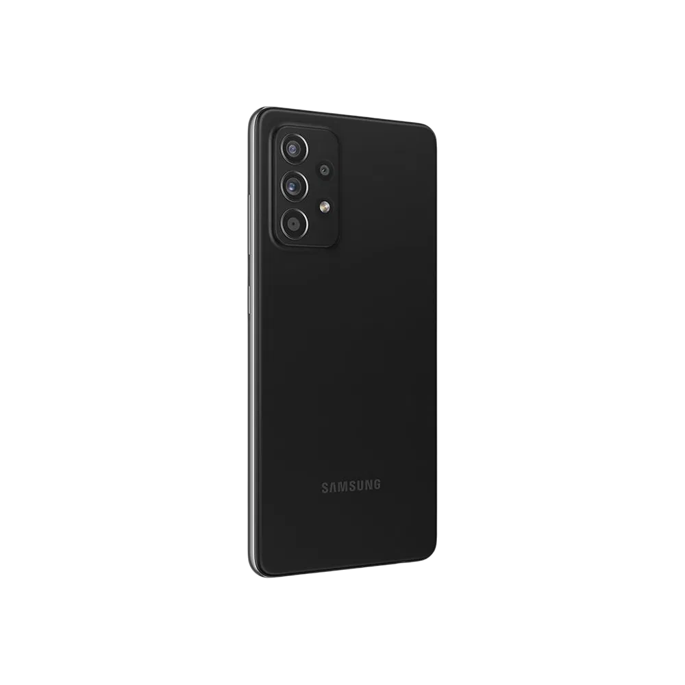 Samsung Galaxy A52s siyah akıllı telefon, arka yüz ve çoklu kamera modülü detaylı görünüm
