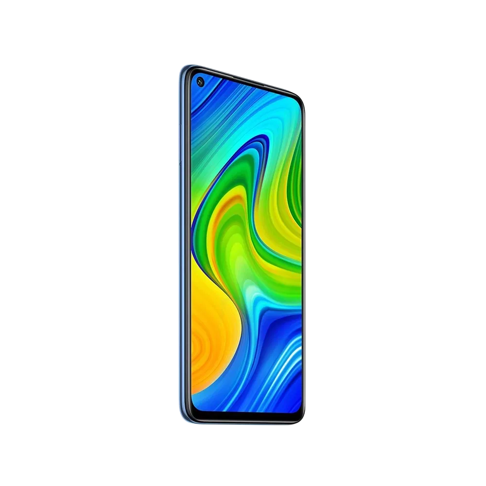 Xiaomi Redmi Note 9 mavi akıllı telefon, tam ekran tasarım ve ön kamera delikli ekran görünümü