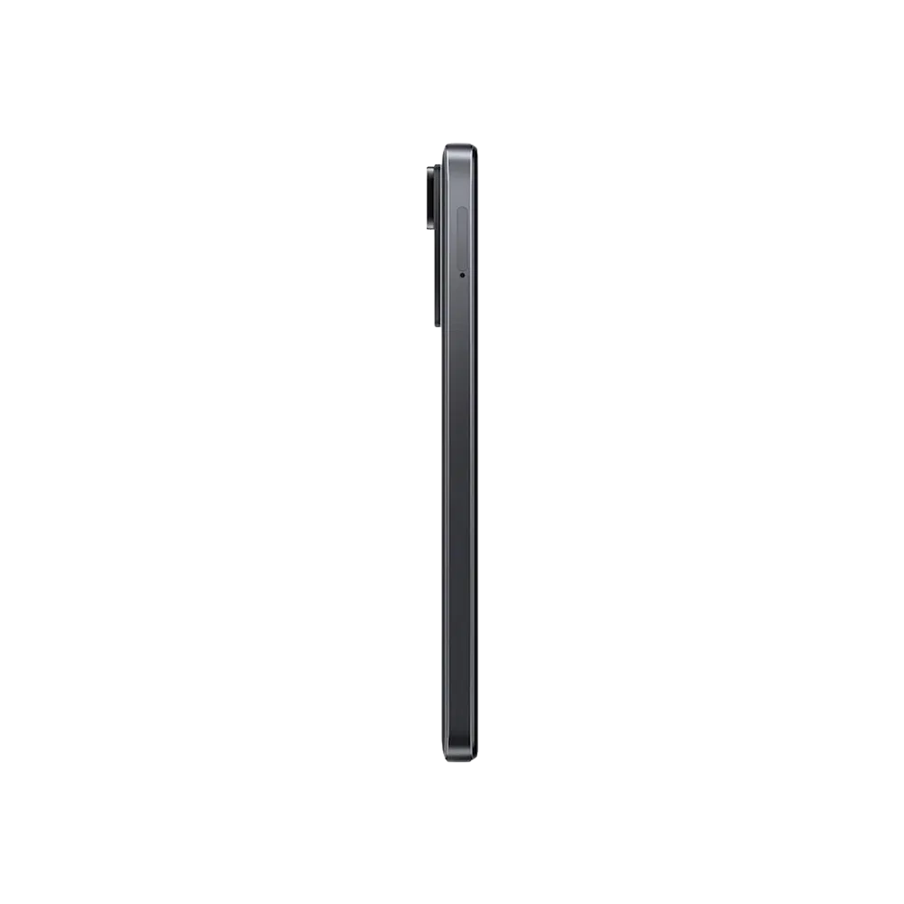 Xiaomi Redmi Note 11S siyah akıllı telefonun yandan görünümü, ince gövde ve kamera çıkıntısı detaylı