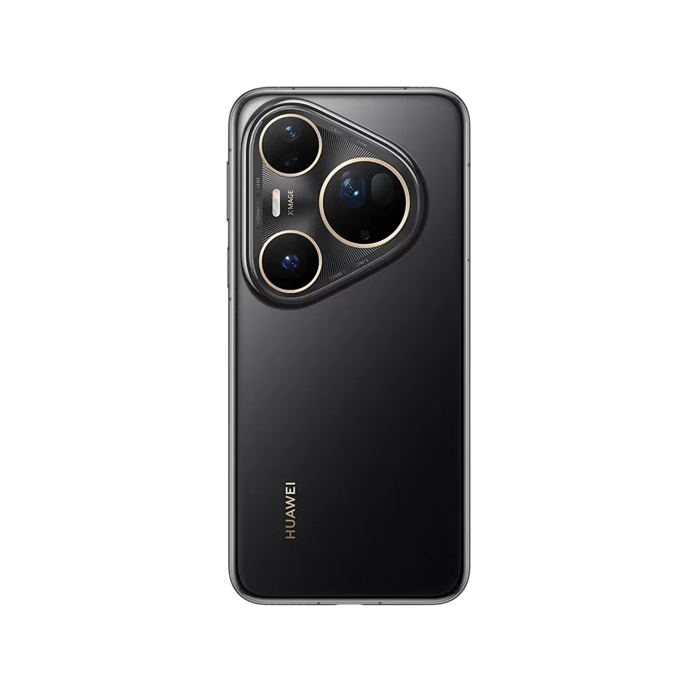 Siyah Huawei Pura 80 Ultra akıllı telefon, arka yüz ve üçlü büyük kamera modülü detaylı görünüm