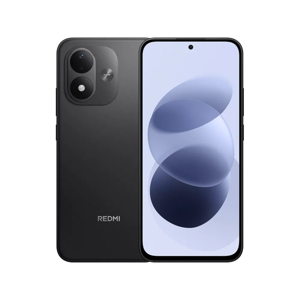 Xiaomi Redmi Note 17 4G siyah telefon, ön ve arka yüzüyle birlikte sergileniyor