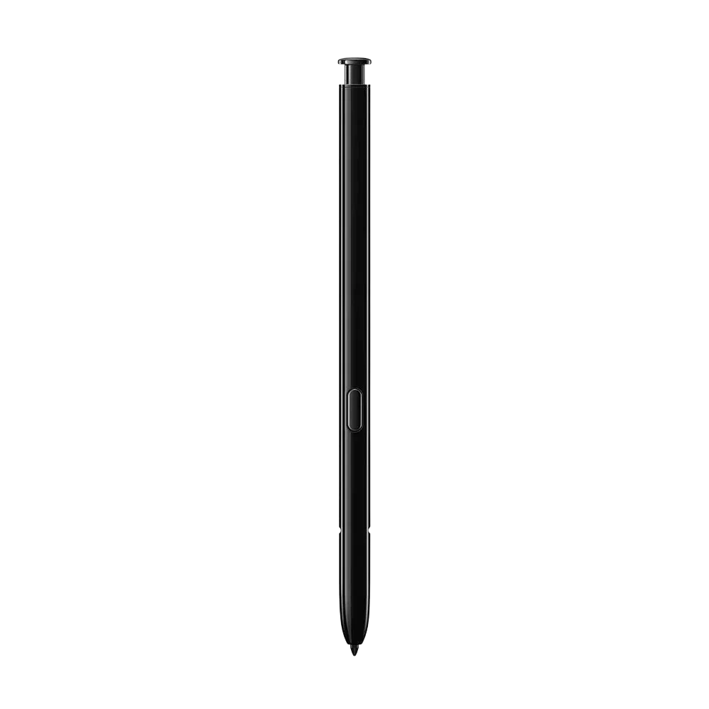 Siyah Samsung Galaxy Note 20 Ultra akıllı telefonun S Pen kalemi, yandan görünüm detaylı tasarım