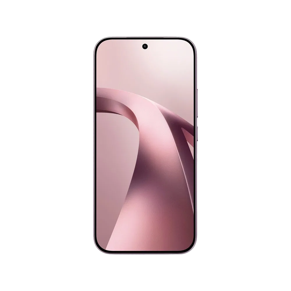 Mor renkli Xiaomi 17T akıllı telefon, ince çerçeveli ekran ve ön kamera deliğiyle önden görünüm