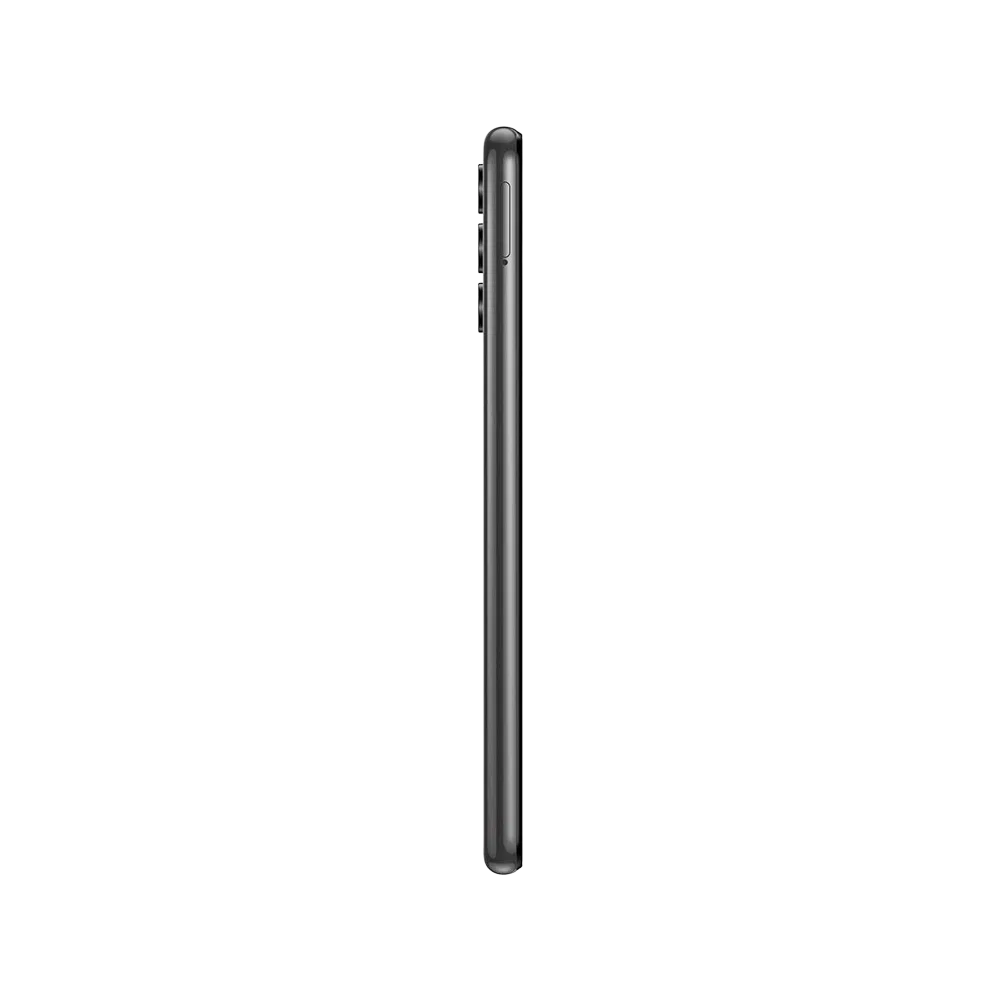 Samsung Galaxy A13 siyah akıllı telefonun yan profilden görünümü, ince gövde ve tuş detayları
