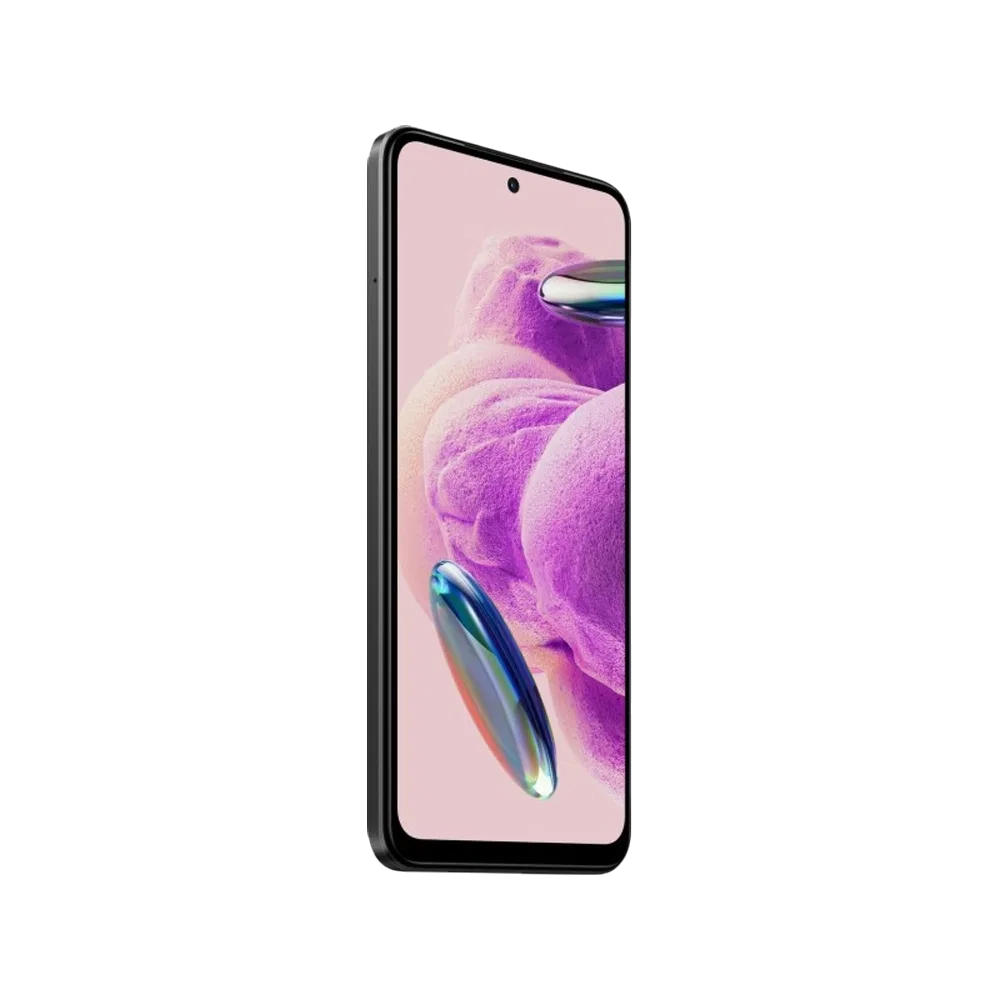 Xiaomi Redmi Note 12S siyah akıllı telefon, ince çerçeveli ekran ve delikli ön kamera tasarımı