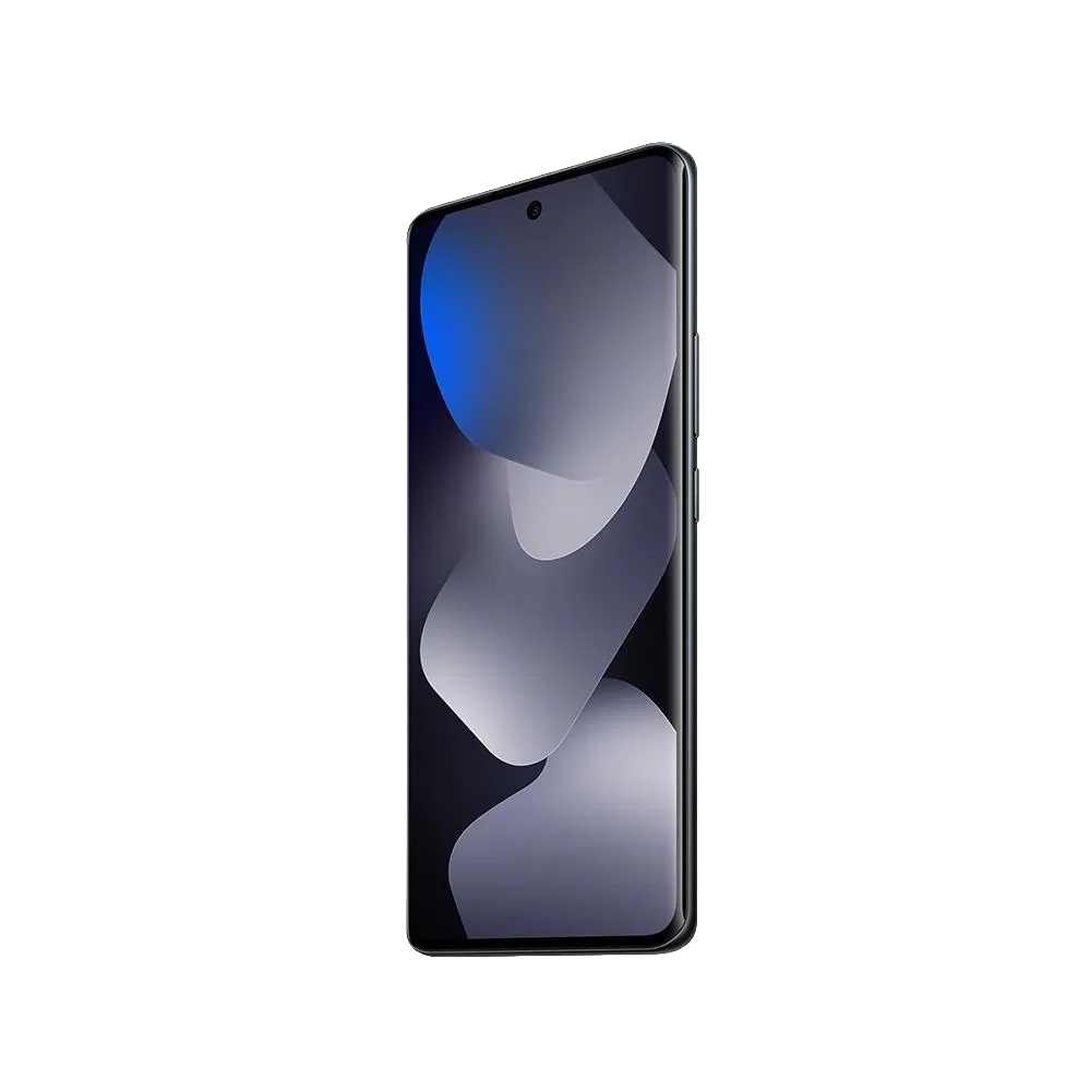 Xiaomi Redmi Note 15 siyah akıllı telefon, önden görünüm, tam ekran tasarım ve delikli ön kamera