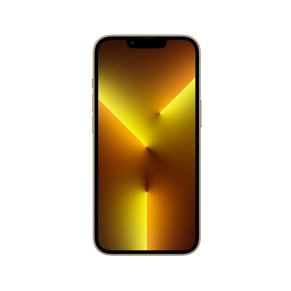 Apple iPhone 13 Pro Max altın renk akıllı telefon, önden görünüm ve çentikli ekran tasarımı
