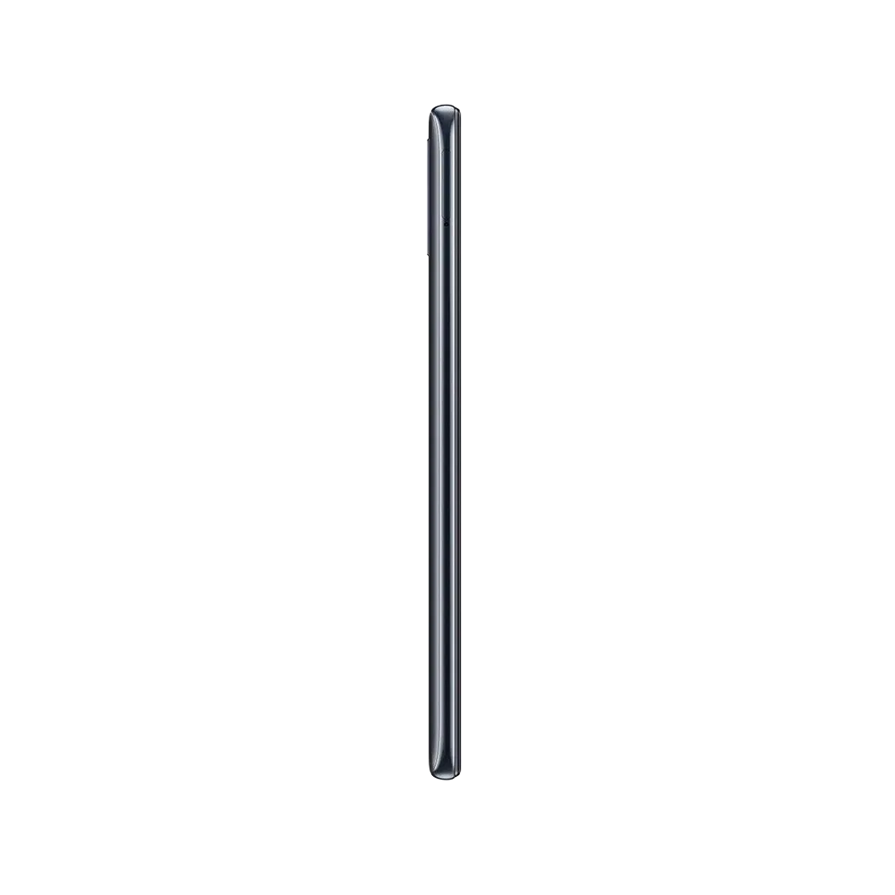 Samsung Galaxy A50 siyah akıllı telefonun yan profilden görünümü, ince gövde ve tuş detayları