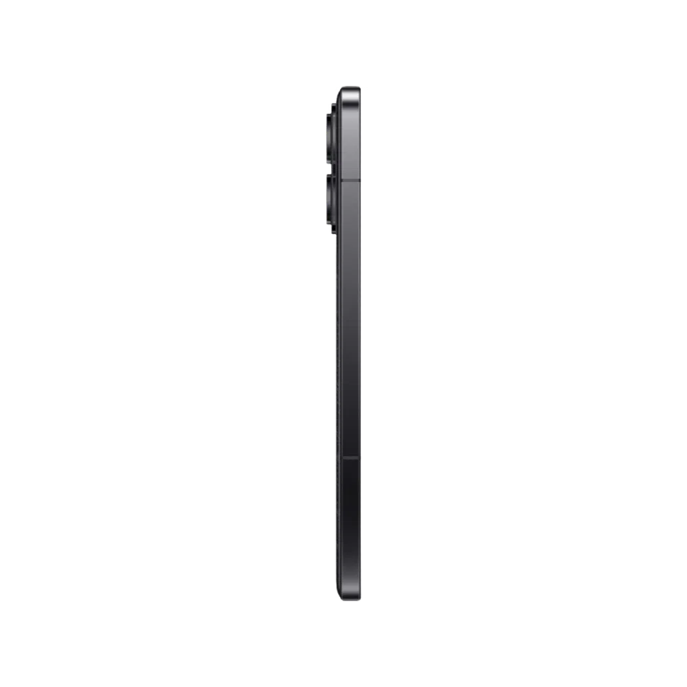 Siyah Poco F6 Pro akıllı telefonun ince yan profili ve çıkıntılı arka kamera modülü görünümü